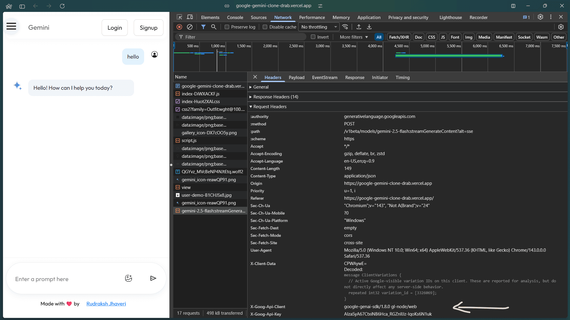 API Key Exposed in Developer Tools